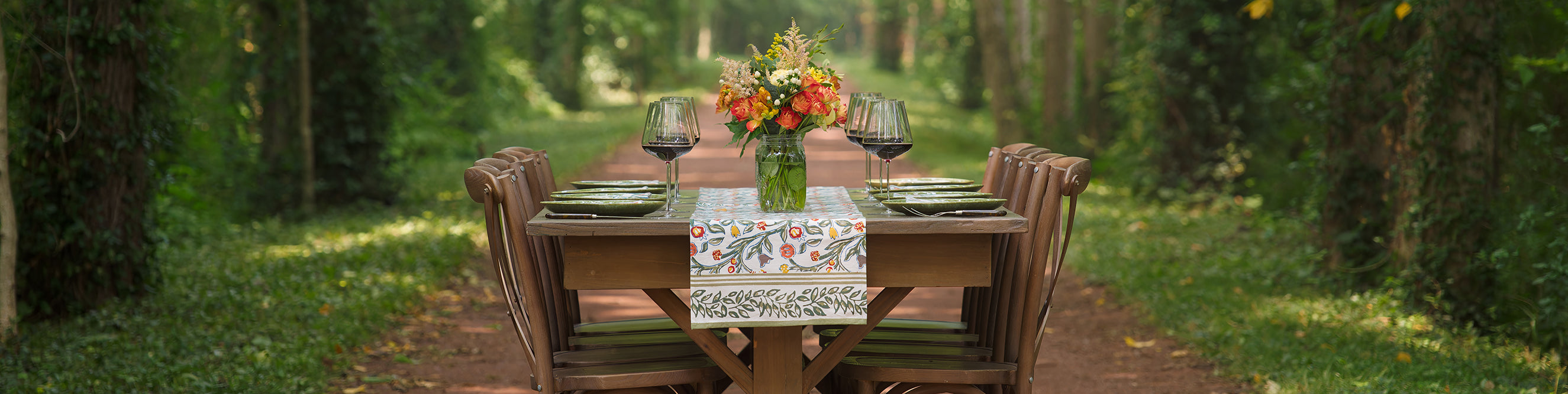 Hand Block Printed Table Runners | Pomegranate Inc.