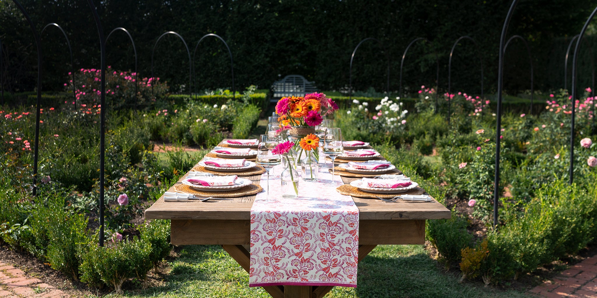 Floral Hand Block Printed Table Linens