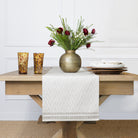 India Hicks Home x Pomegranate White Chevron Hand Block Printed Table Runner