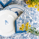 Hand block printed blue & white floral napkin