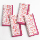 Hand block printed pink & white floral napkins