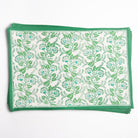 Hand block printed green & white floral placemat