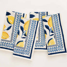 Vibrant yellow on rich navy Mod Lemon napkin set of 4. 