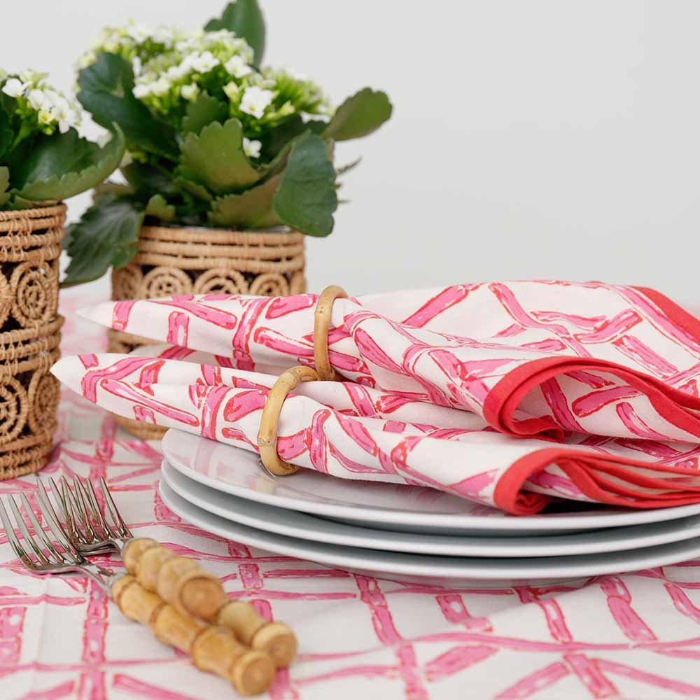 Stack of Rose Bamboo napkins. 