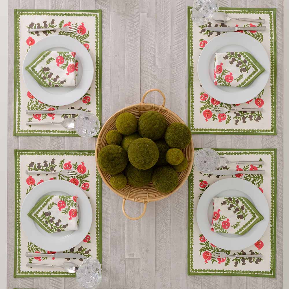 Overhead shot of placemat and matching napkin. 