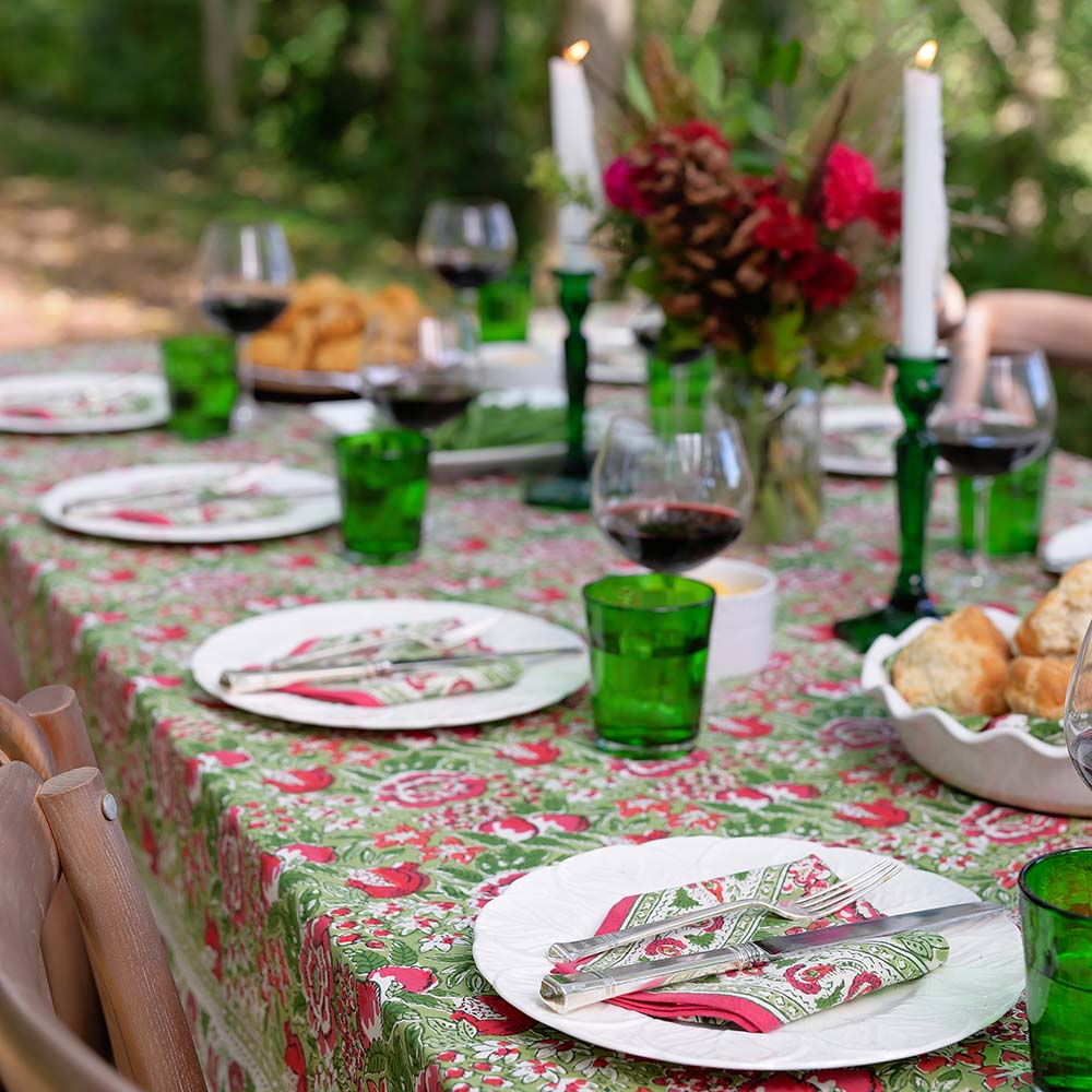 Autumn orchard tablecloth and napkins.