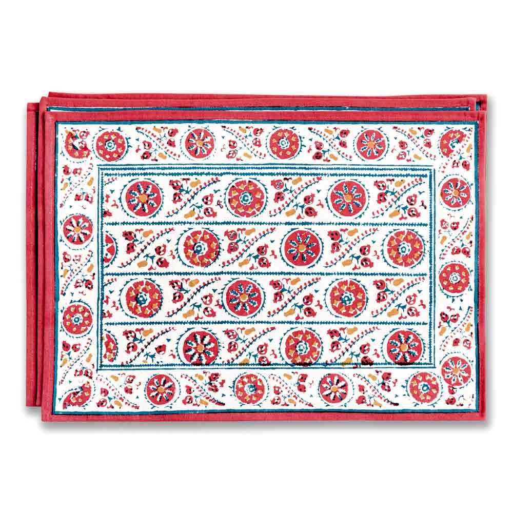 Bukhara Stripe Brick & Teal Placemat 