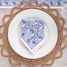 Blue and white 100% cotton napkin. 