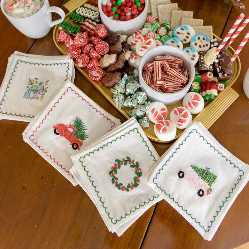 Partridge Cocktail Napkin with candy tray