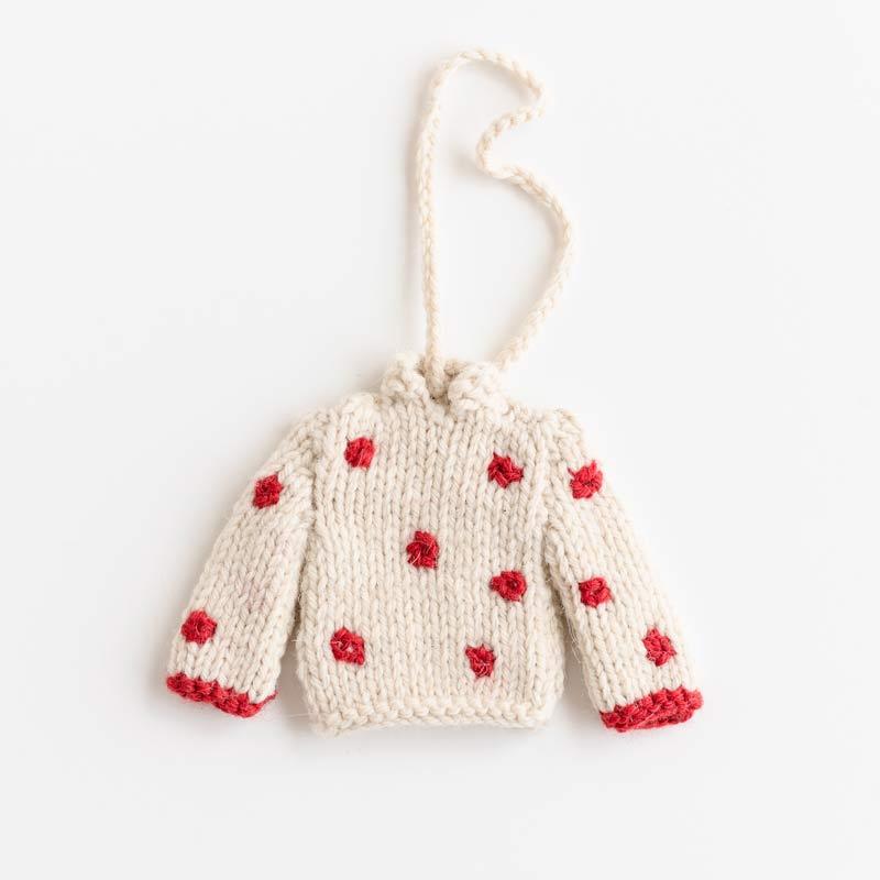 Red Jockey Silk Ornament white with red dots