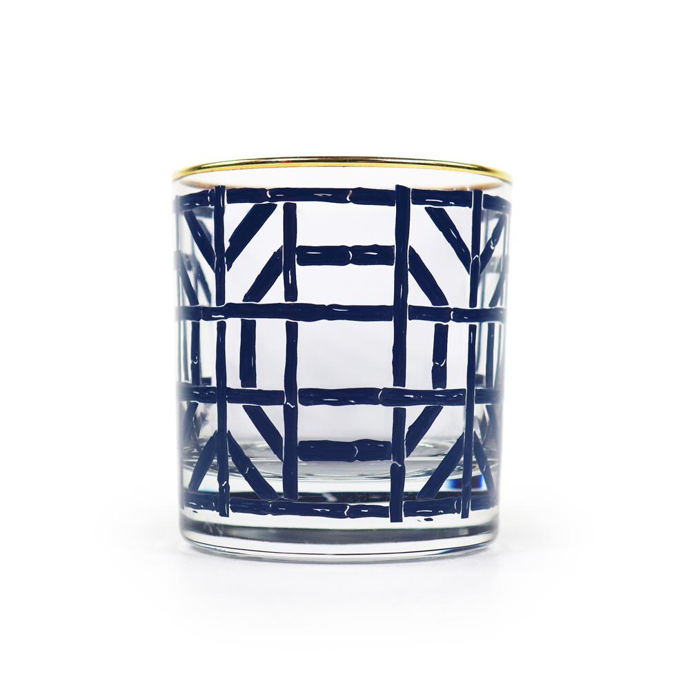 Navy Bamboo Bourbon Glass 