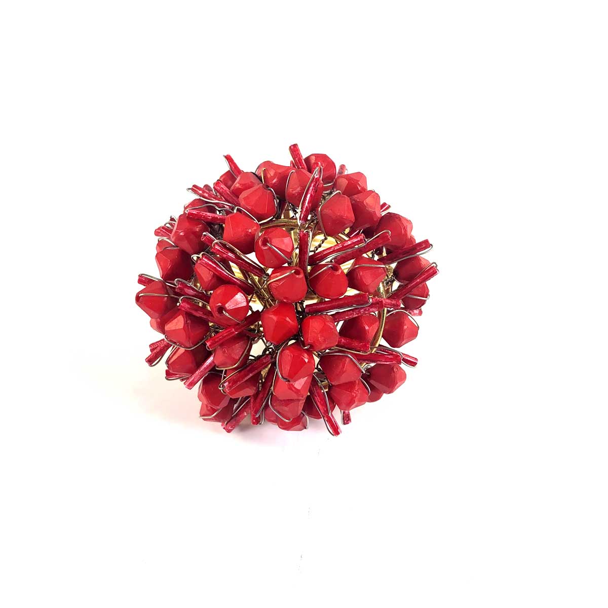 Red Cluster Beaded Napkin Ring