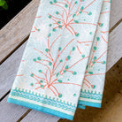 Sea Fan Tea Towels on wooden bench