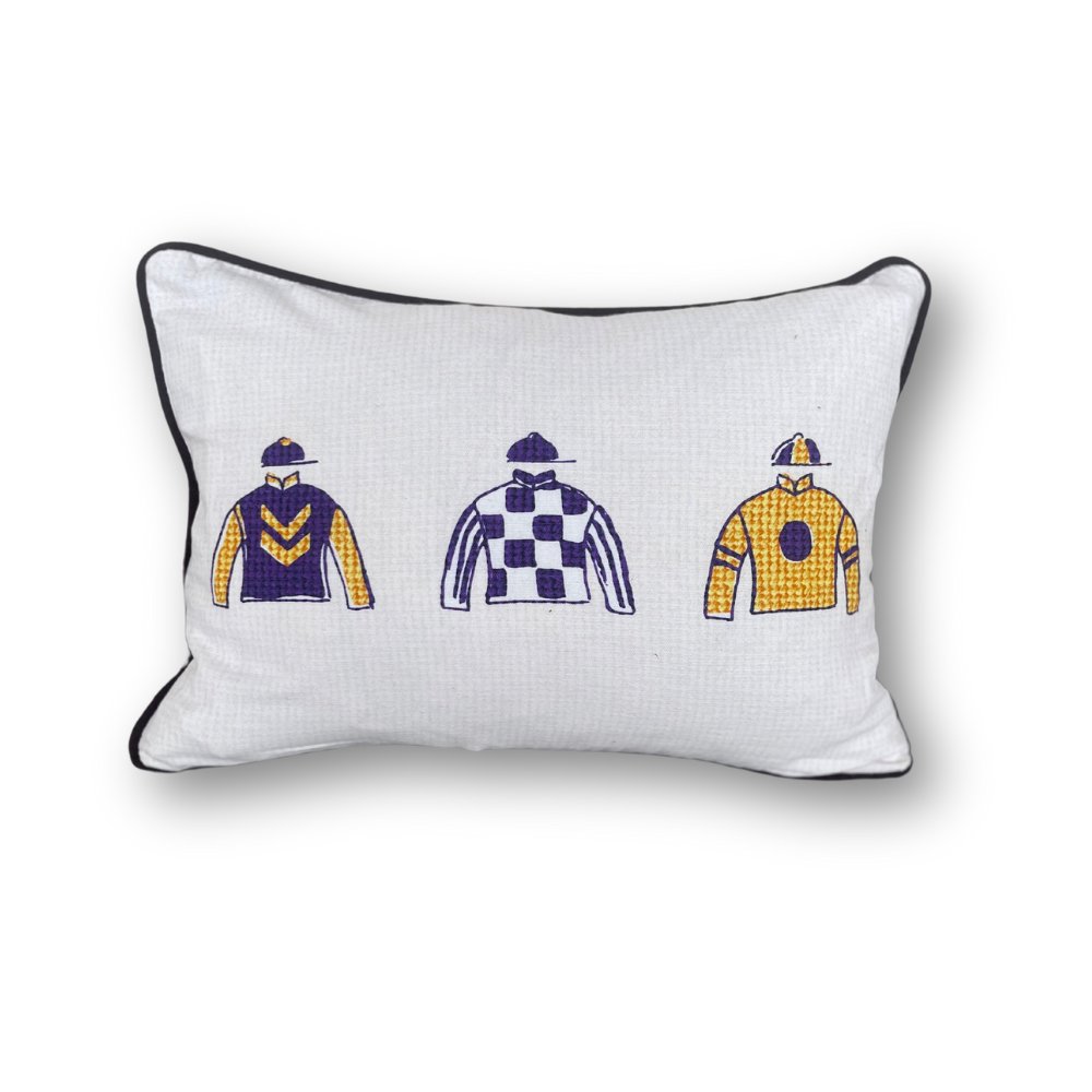 Purple & Gold Jockey Silks Lumbar Pillow Cover