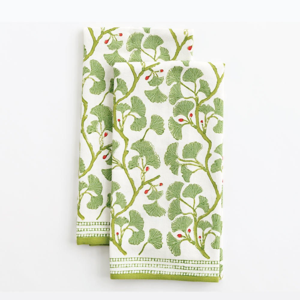 Spring Ginkgo tea towels set of 2. 