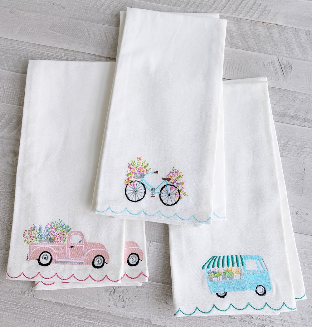 Blossom Truck Tea Towel set