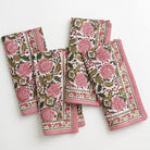 Bohemian Floral Moss Green & Mauve Pink Napkins