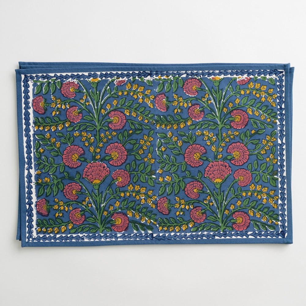 Cactus Flower Midnight Dark Blue & Magenta Floral  placemats