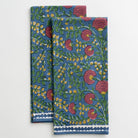 Cactus Flower Midnight Dark Blue & Magenta Floral  tea towels