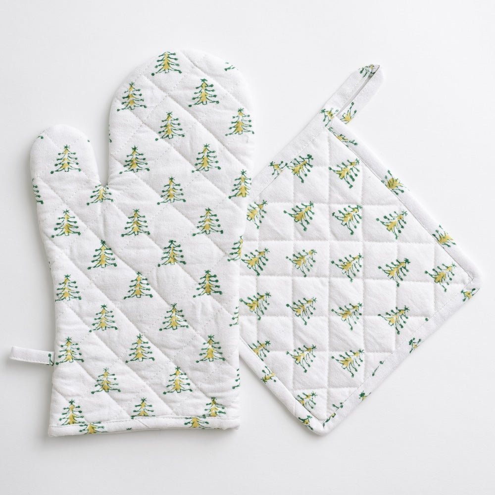 Christmas Tree Print oven mitt & pot holder set