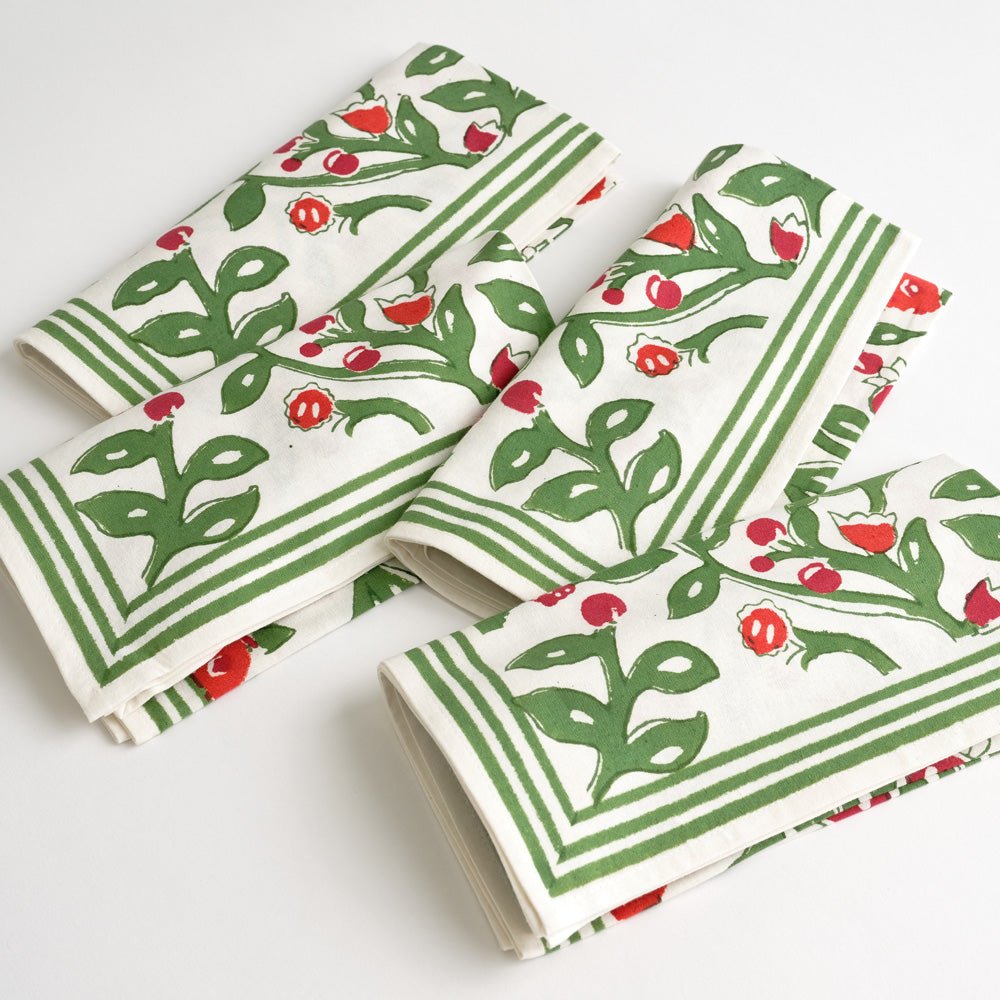 Emma Red & Green Floral Napkins