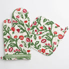 Emma Red & Green Floral Oven Mitt & Pot Holder Set