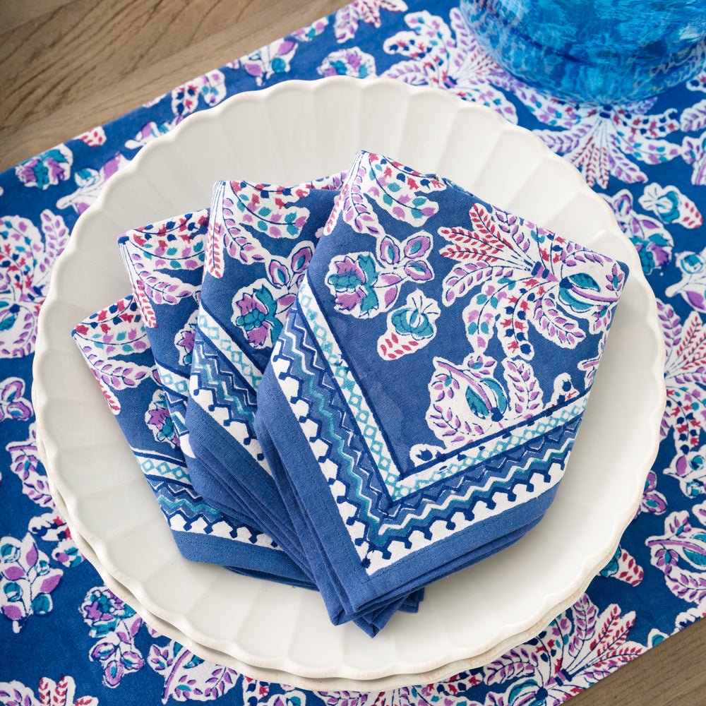 Grecian Palm Blue and Orchid, Purple, Pink Napkins