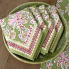 Grecian Palm Fern Green & Magenta Pink Napkins