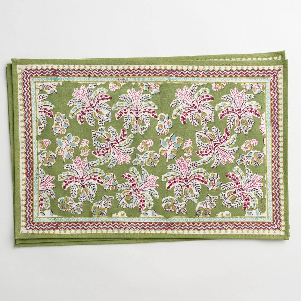 Grecian Palm Fern Green & Magenta Pink Placemats