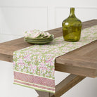 Grecian Palm Fern Green & Magenta Pink Table Runner