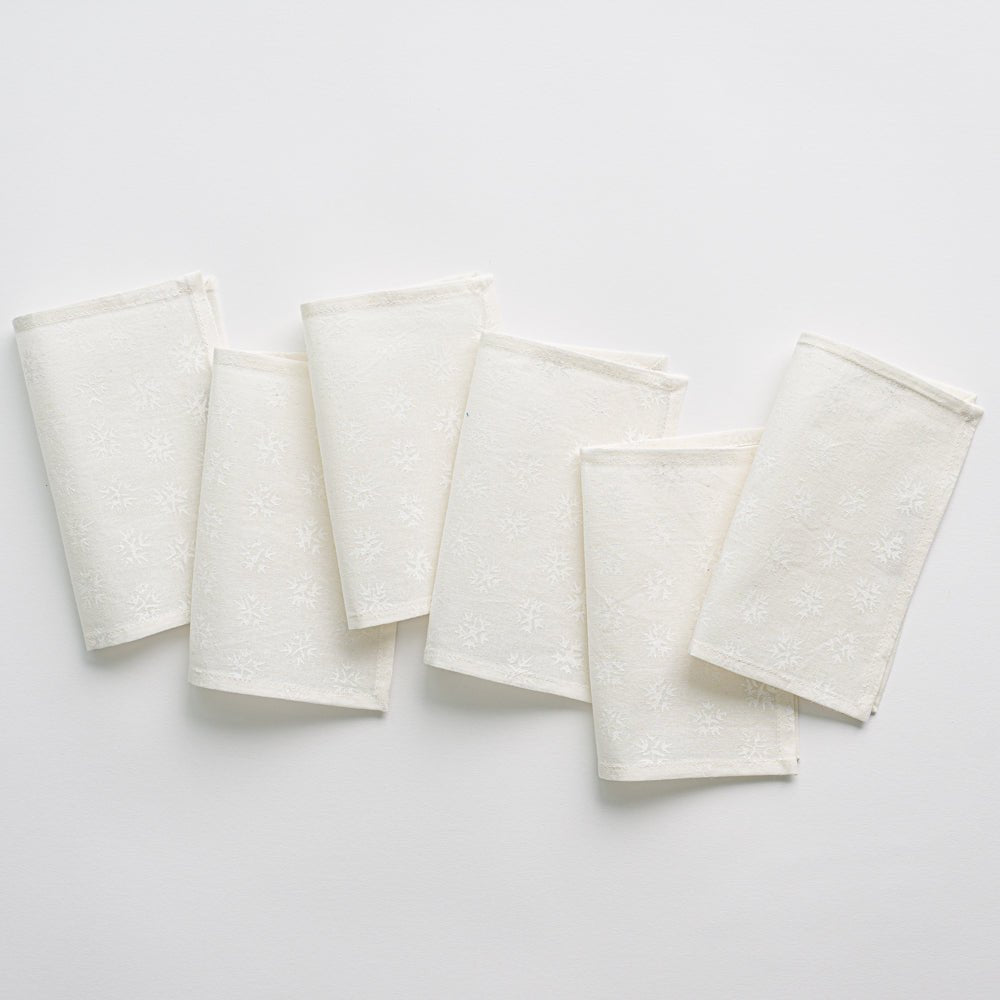 India Hicks Home White Snowflake Linen Cocktail Napkins