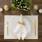 India Hicks Home White Snowflake Linen Placemat with matching napkins