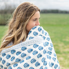 Pinot Blue & White floral hand block printed quilt