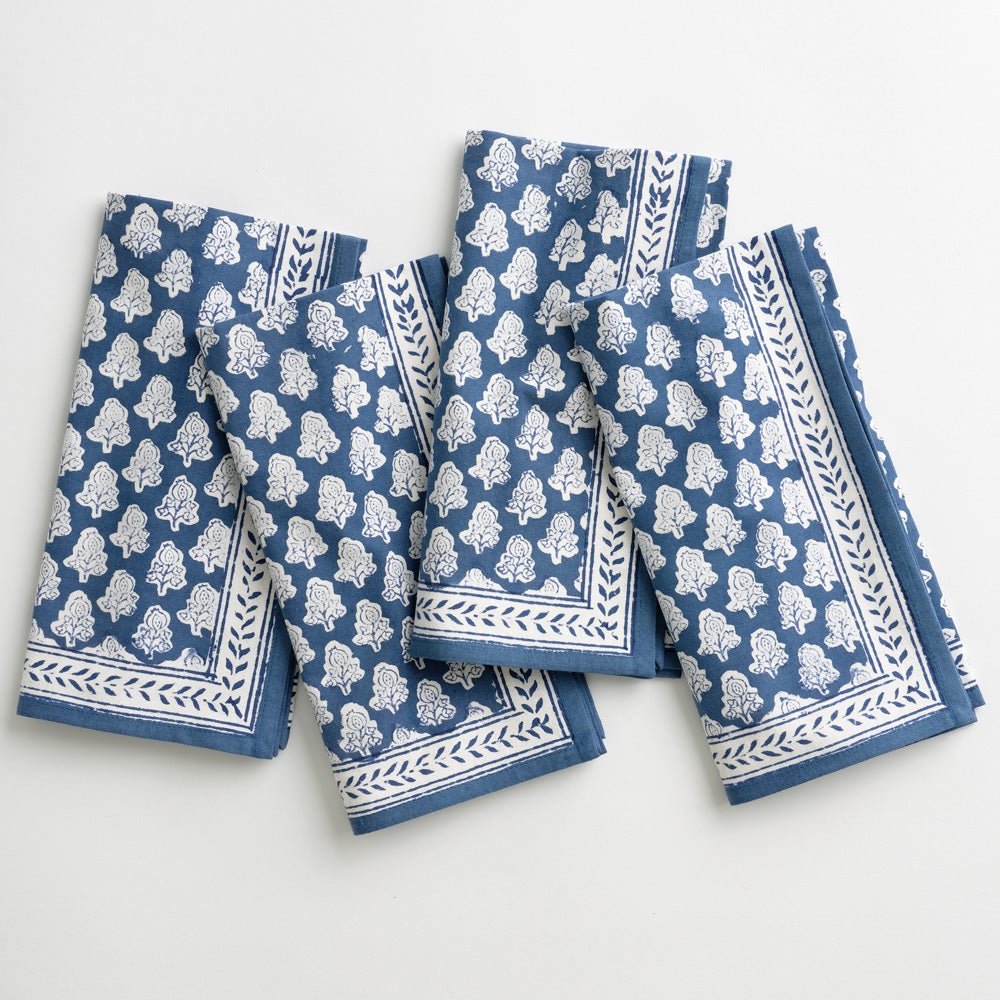 Pom Buti Denim Blue and White Floral Napkins