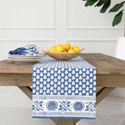 Pom Buti Denim Blue and White Floral Table Runner