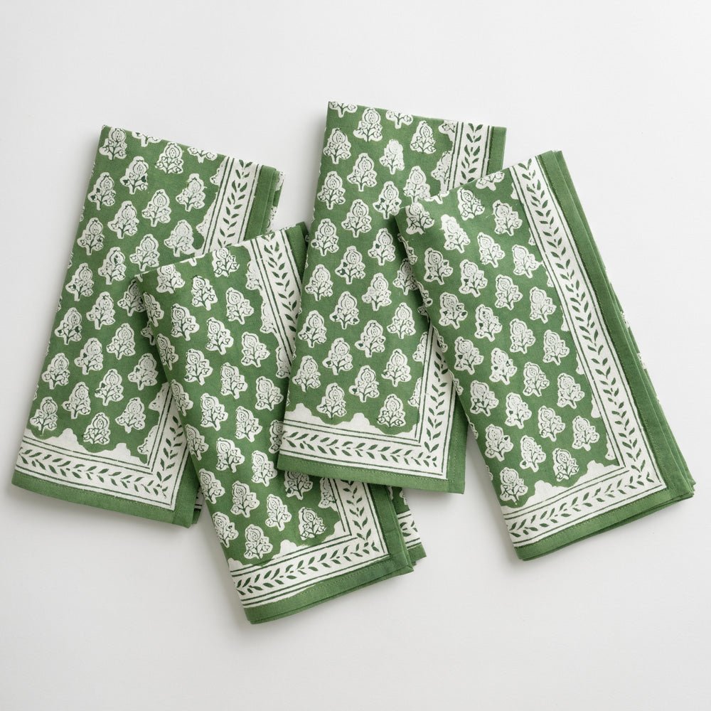 Pom Buti Green & White Floral Napkins