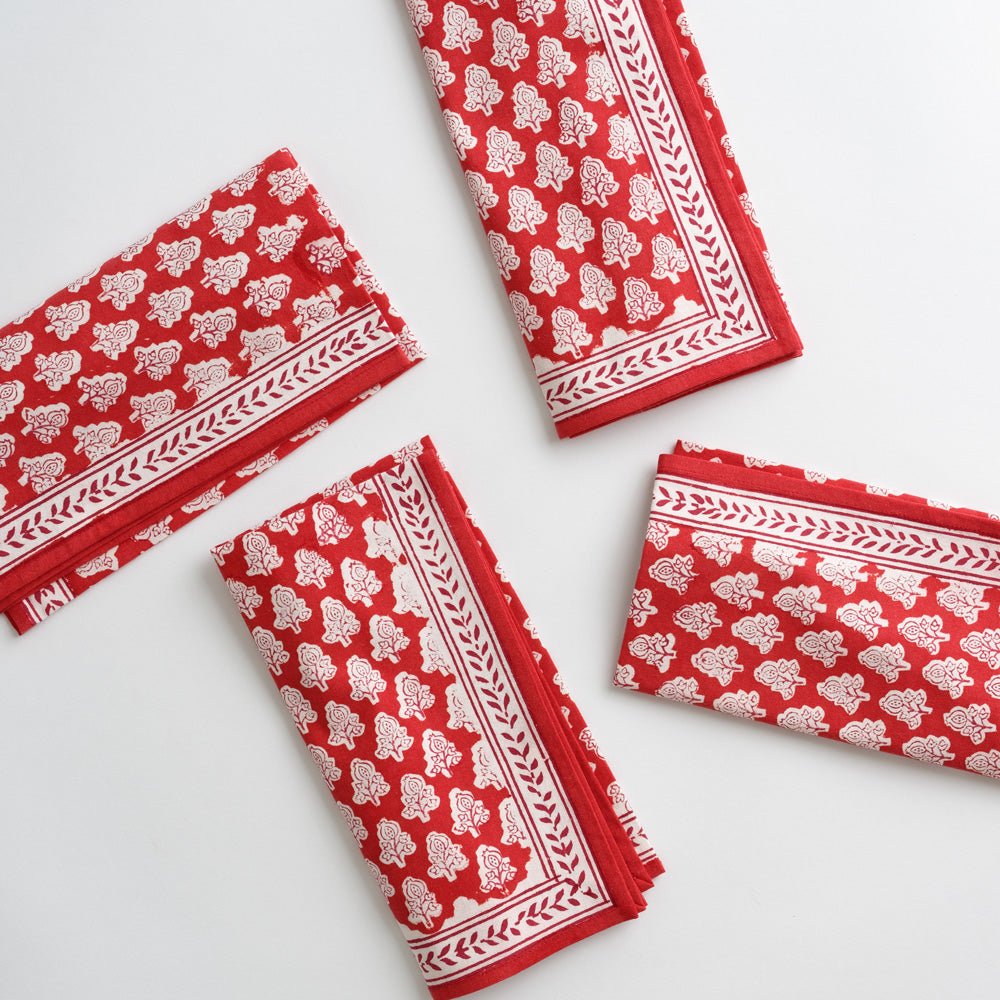 Pom Buti Red & White Floral Napkins