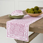 Tapestry eggplant purple & white table runner