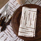 White and Brown Linen Petite Snaffle & Buckle Equestrian Print Napkins