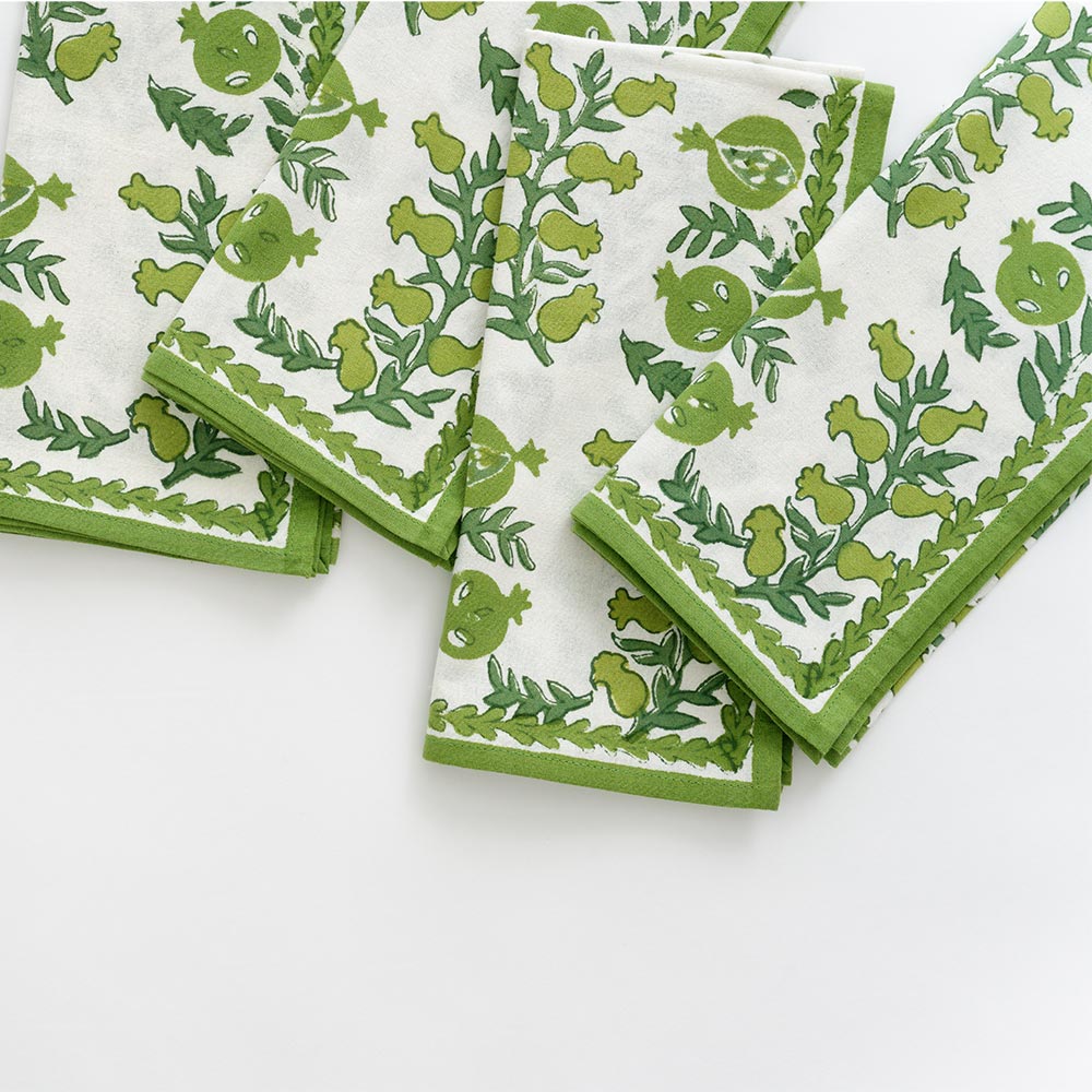 Pom Bells Green Napkin set of 4. 