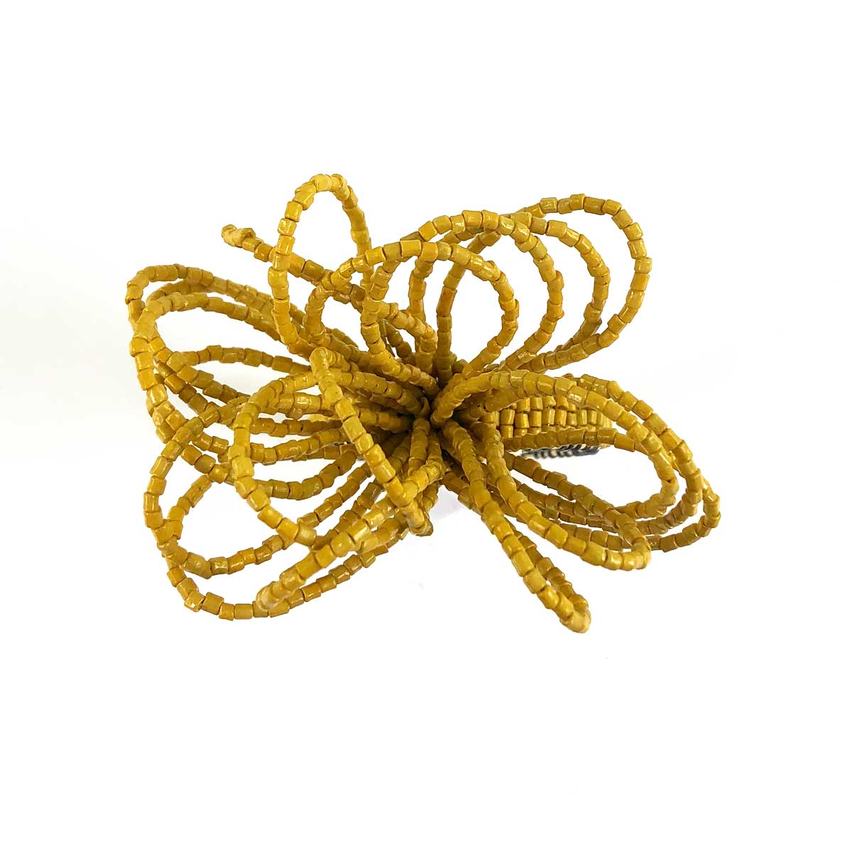 Yellow Bow Beaded Napkin Ring