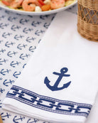 embroidered tea towel with anchor