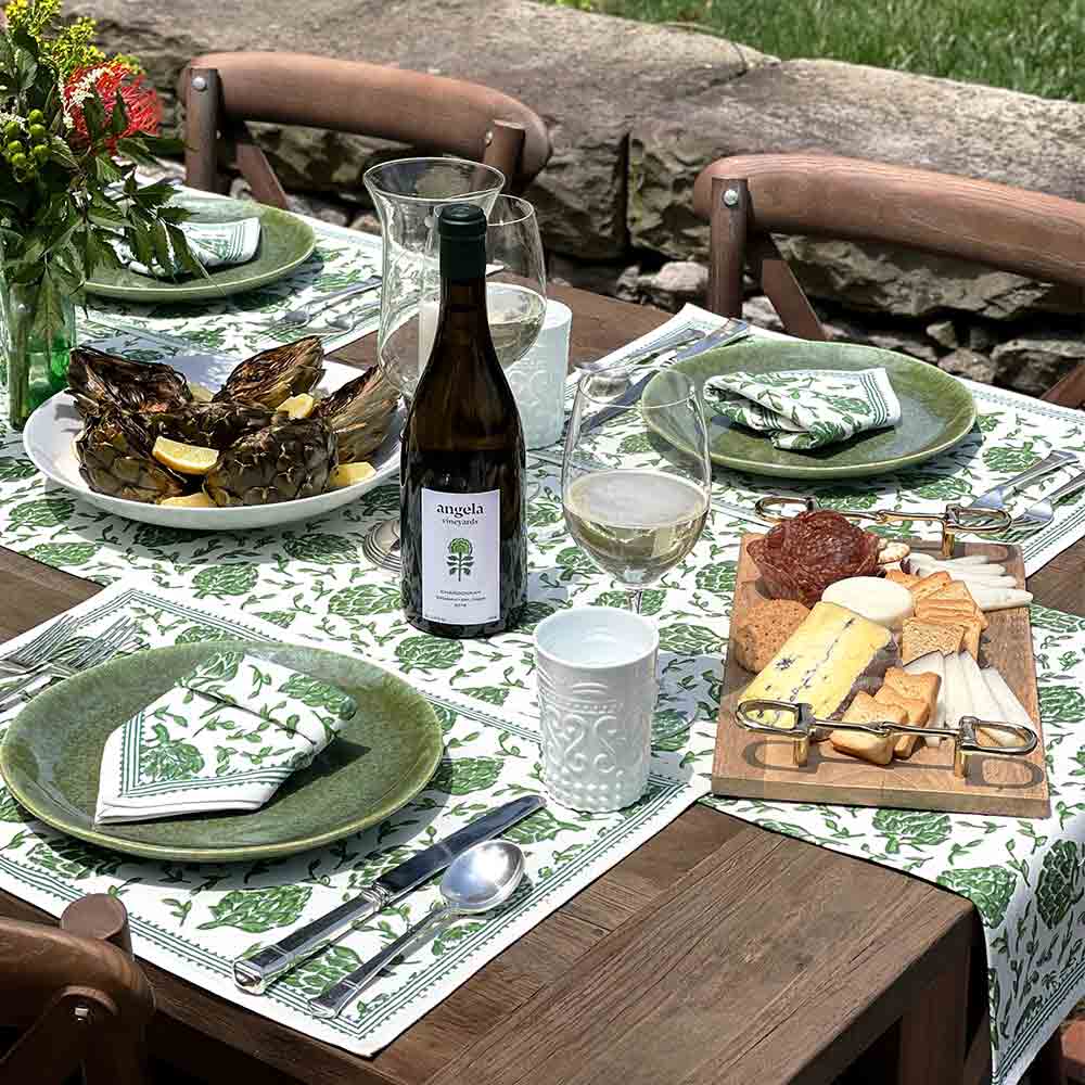 Outdoor dinner showing beauty of the pattern. 