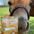 Hunt Scene Bourbon Glass with horse in background