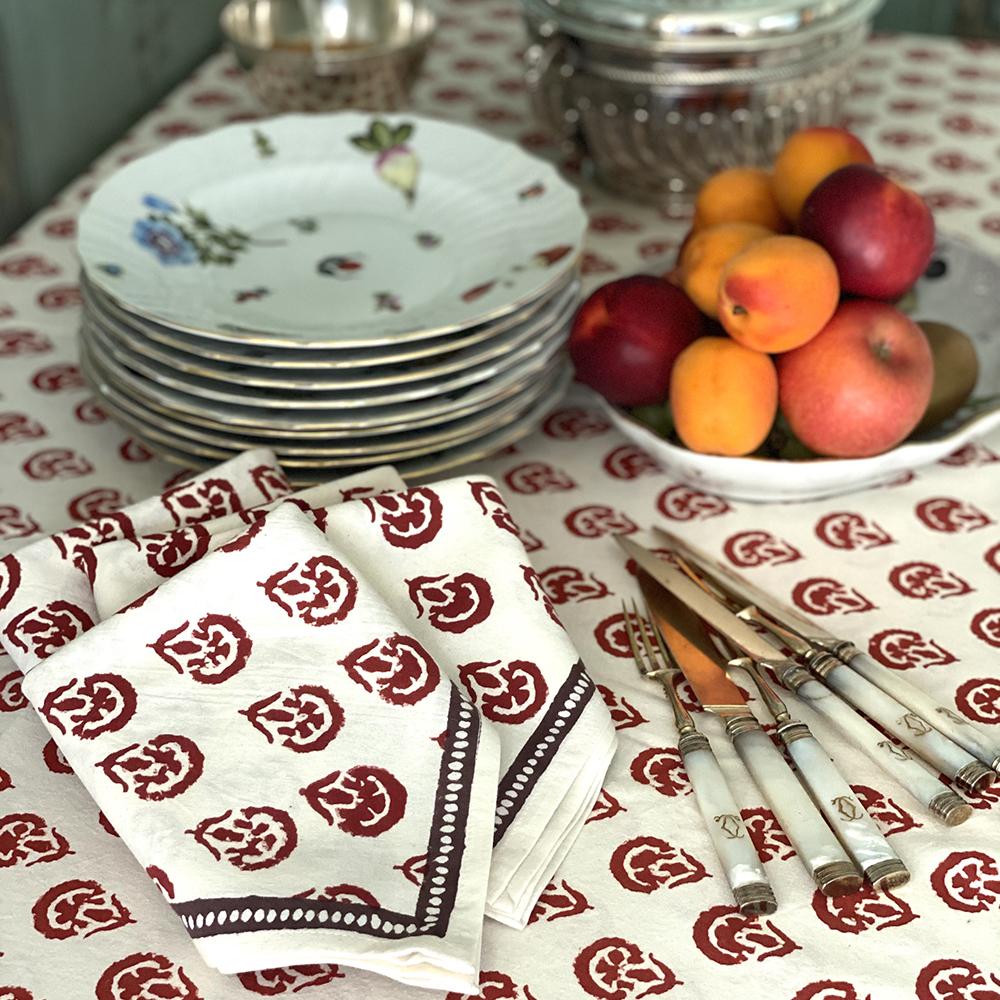 India Hicks Carnations Napkin with silverware