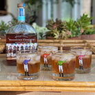 Jockey Silks Bourbon Glasses with woodford reserve bottle